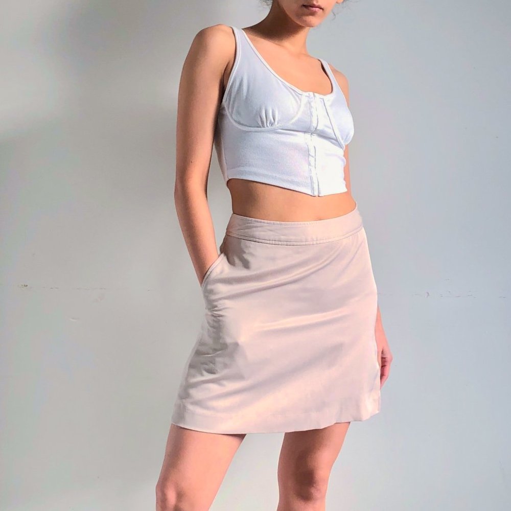 light brown mini skirt